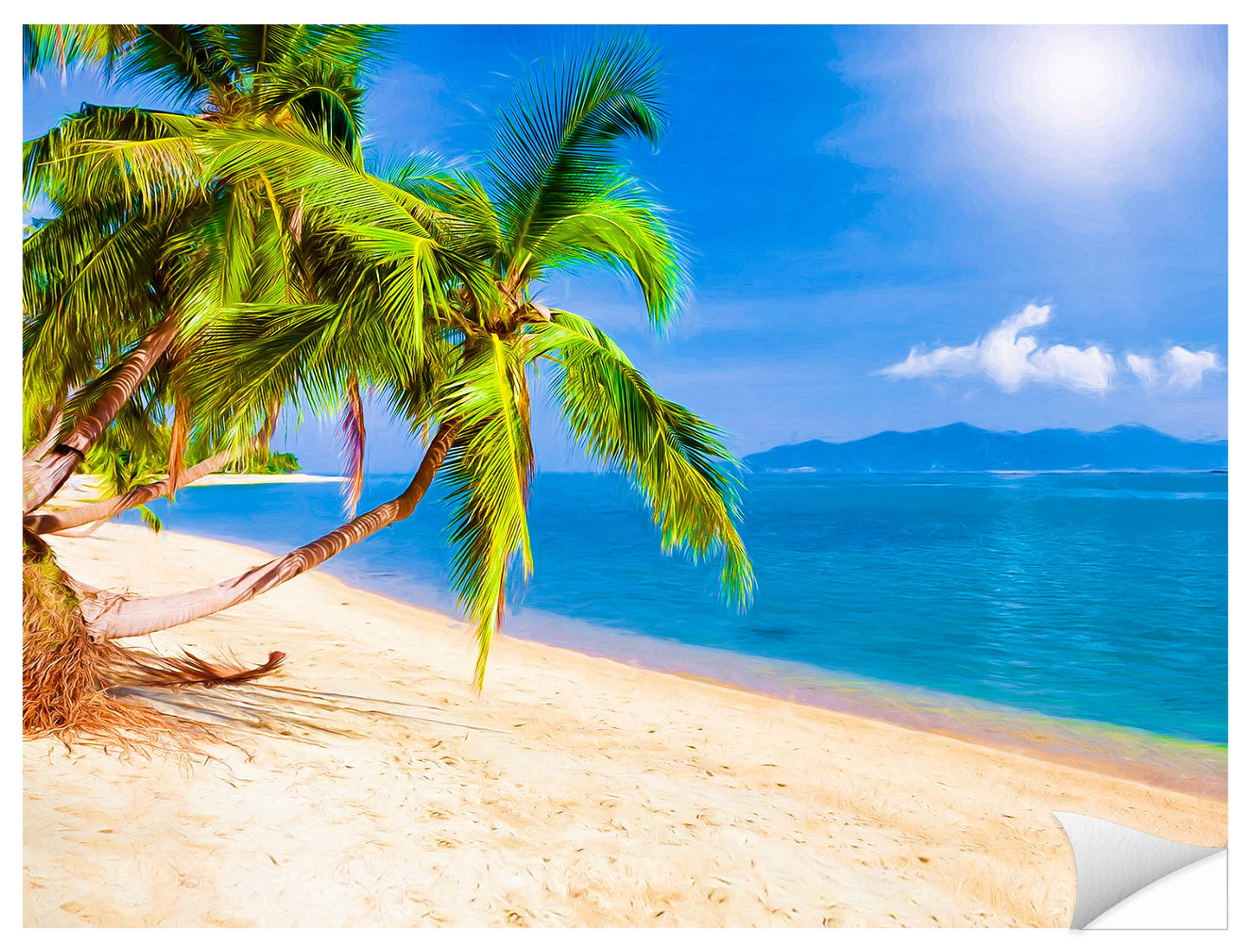 Tropical Beach & Palm Trees #2 -Photographic Print
