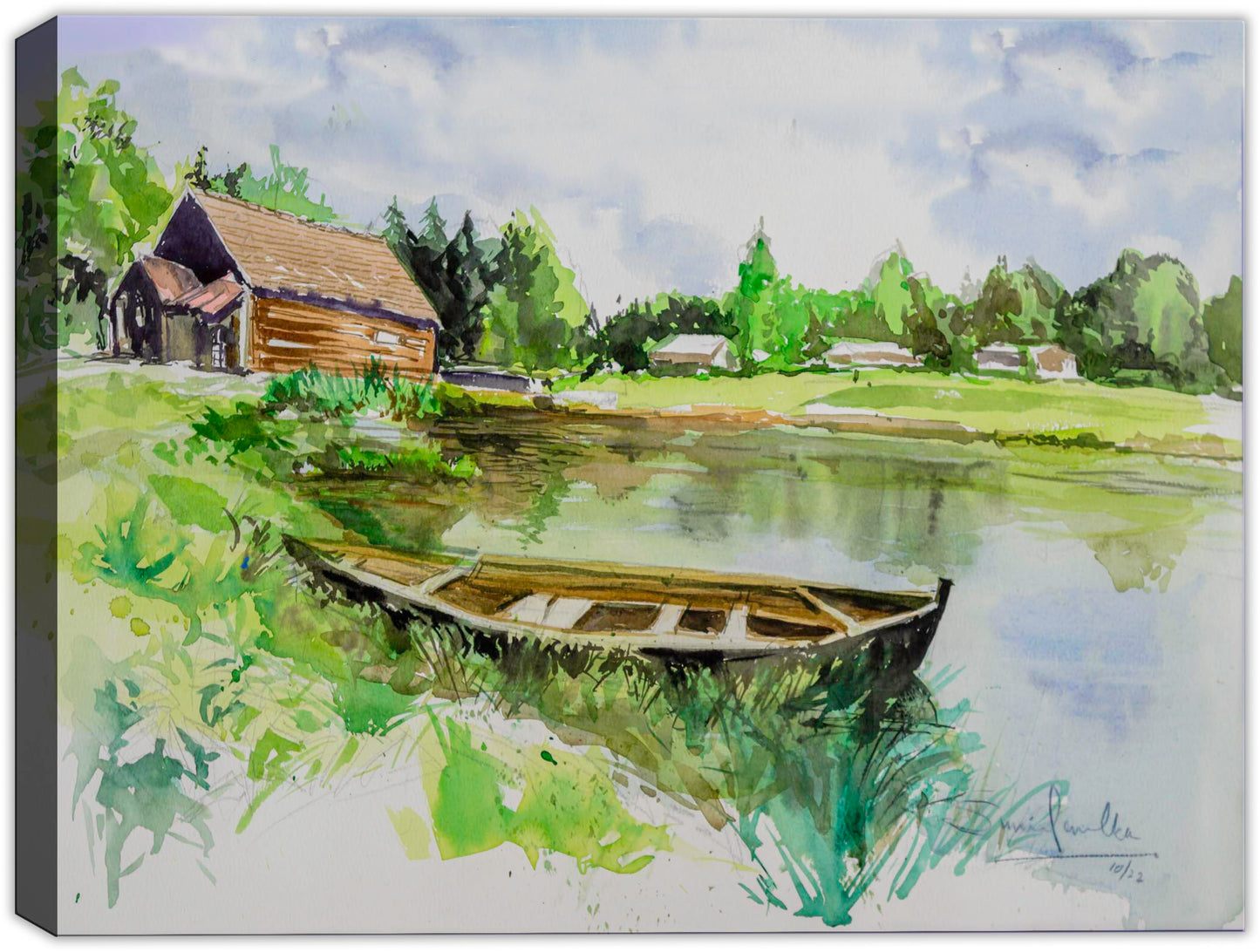Rustic Retreat - Watercolor Painting on Canvas