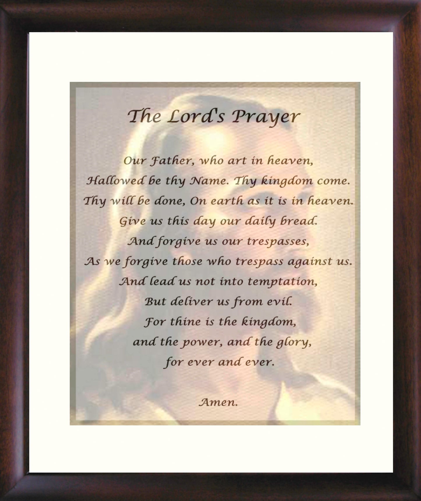 Print of the e Lord's Prayer - Matted and Framed