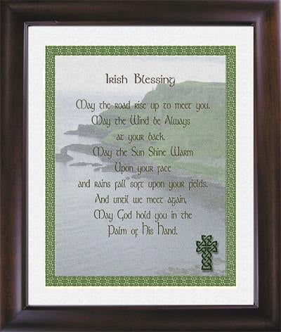 Irish Blessing with Knot Border & Ocean - Matted and Framed.