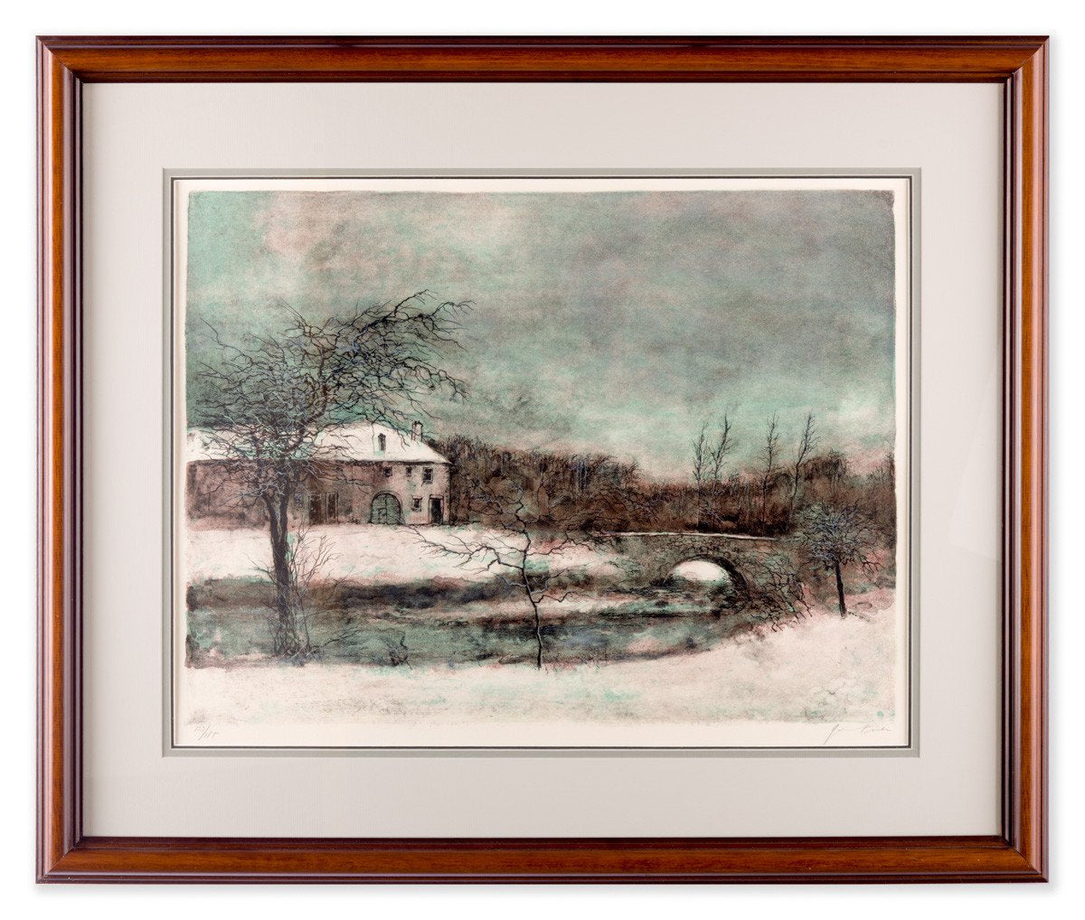 Fonte Des Neiges - by Bernard Ganter - Lithograph - Framed Art