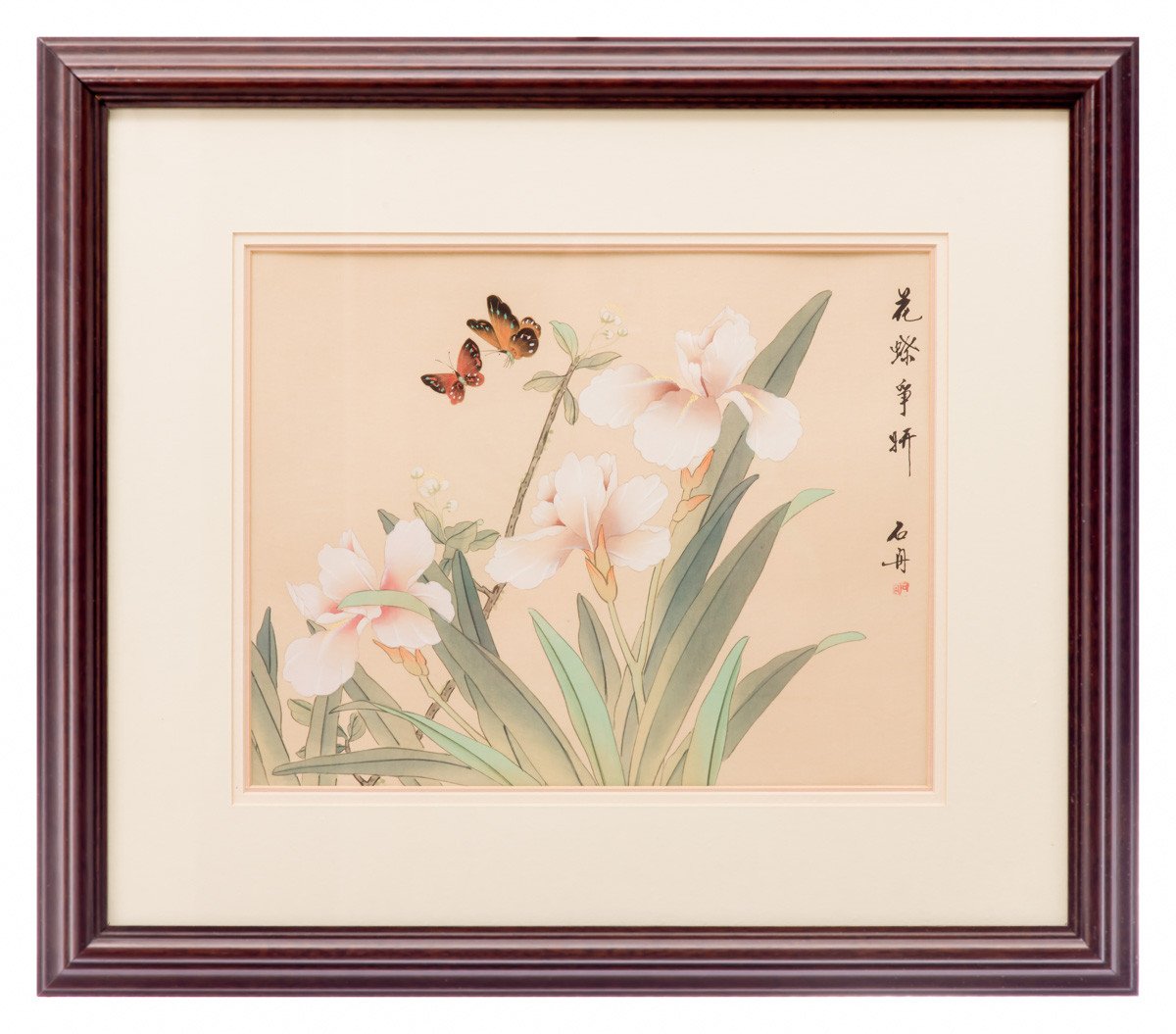 Butterflies and Iris - Japanese Floral Art - Framed Lithograph