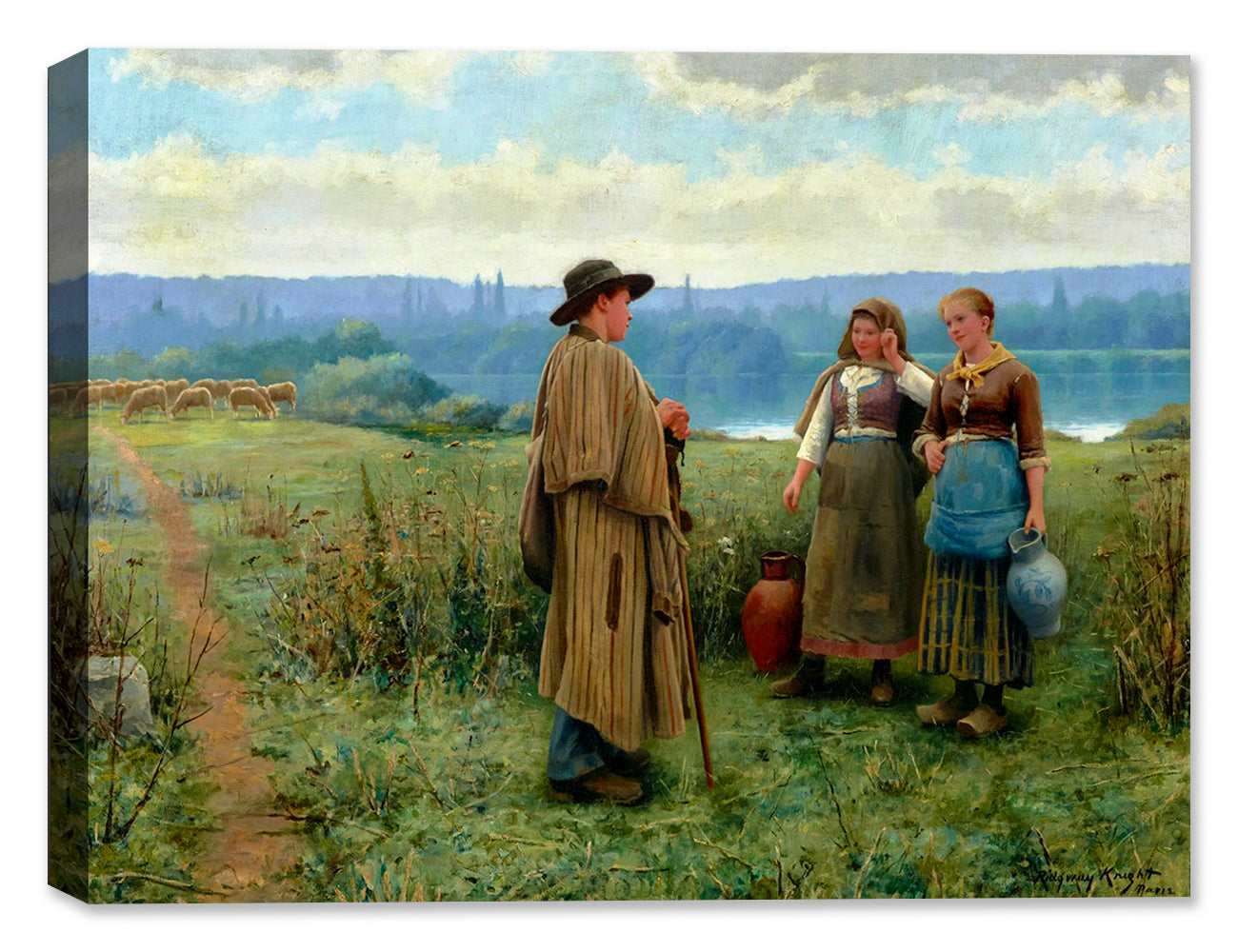 An Idle Moment by Daniel Ridgeway Knight - Classic Canvas Art