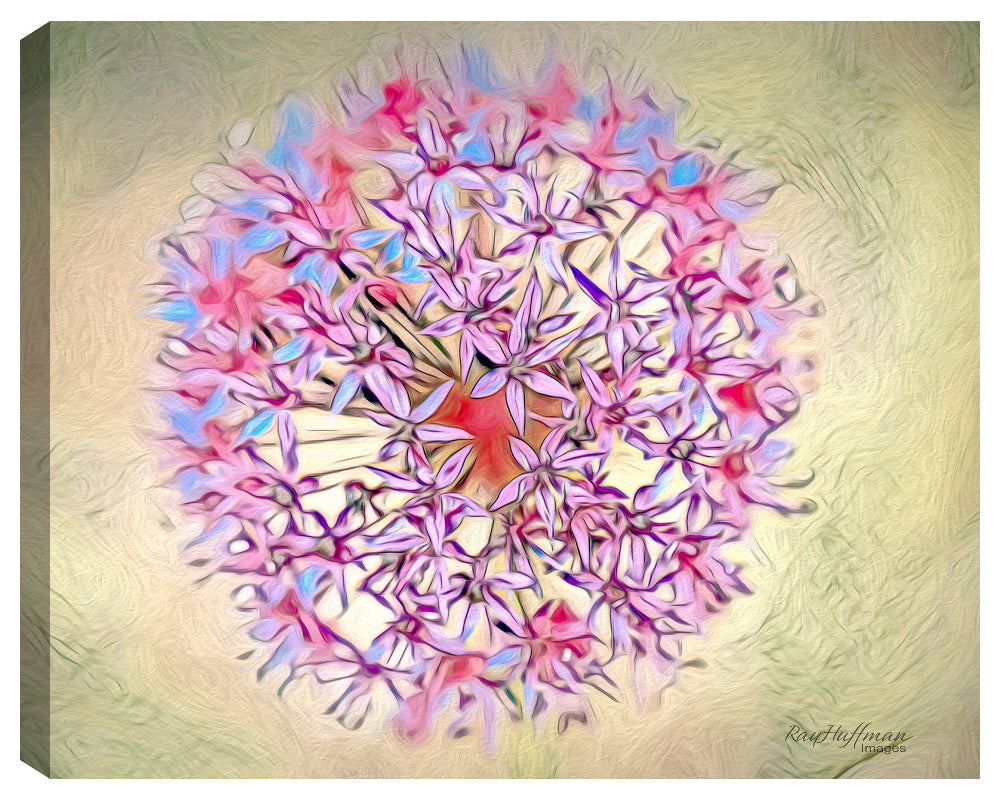 Abstract like painting of a Blue Throatwort Flower printed on a canvas wrap