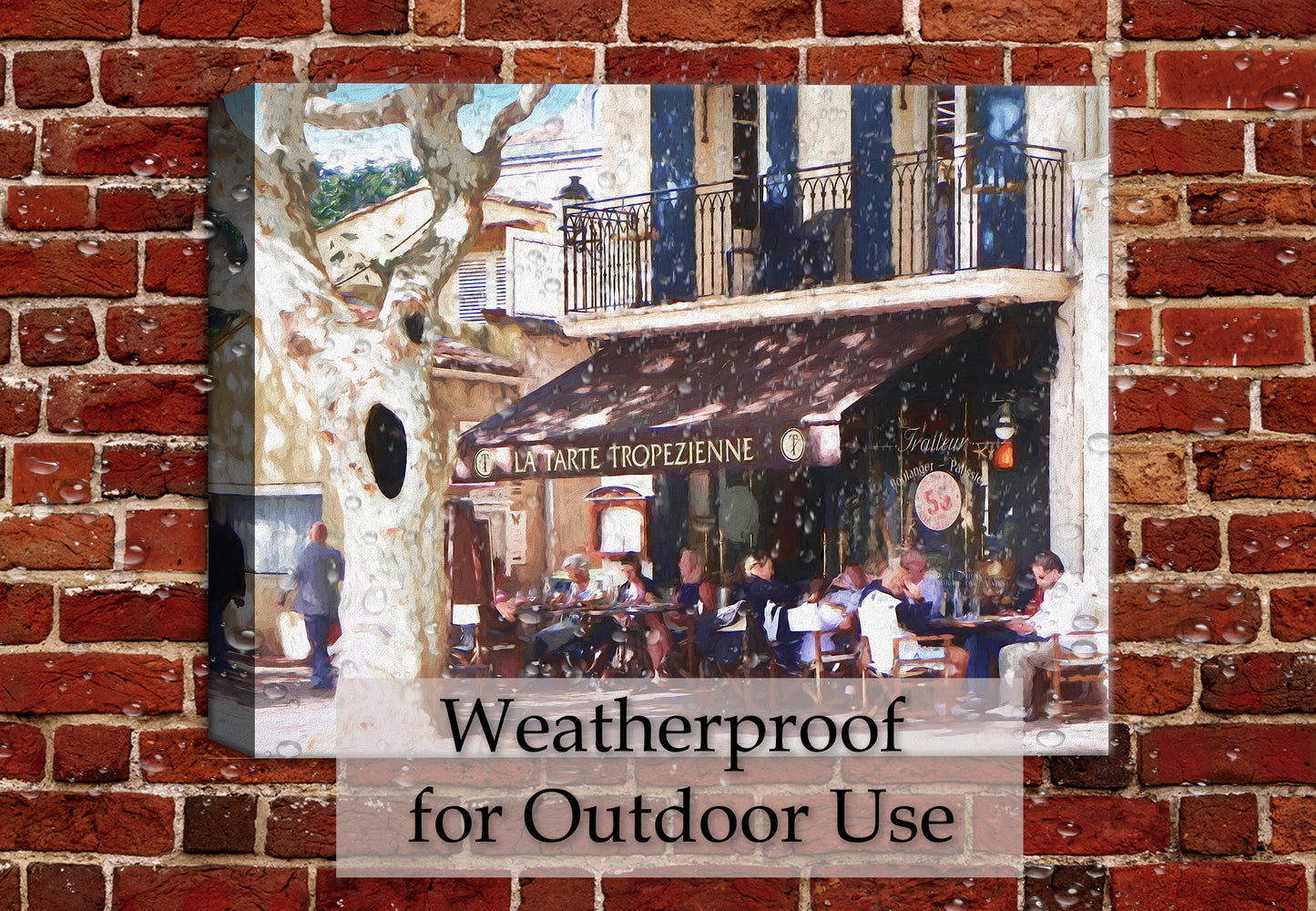 Fine Art Print of a French Bakery - Print on Canvas - Hanging on Outdoor Patio Wall - Waterproof for Outdoor Use