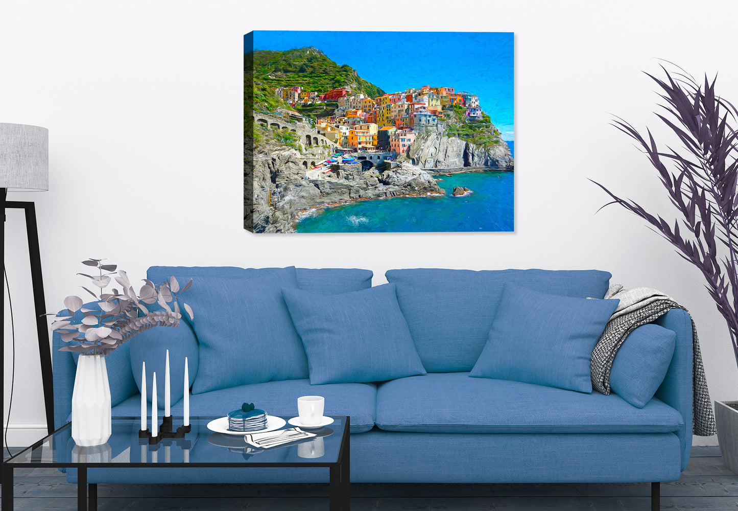 Image of Cinque Terre in Italy - Printed on Canvas - Hanging on Living Room Wall