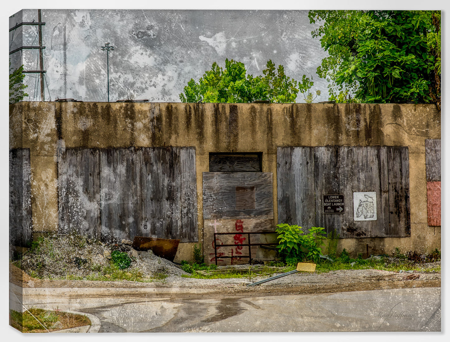 Fine Art Photography of an old abandoned building by the railroad tracks in the city.