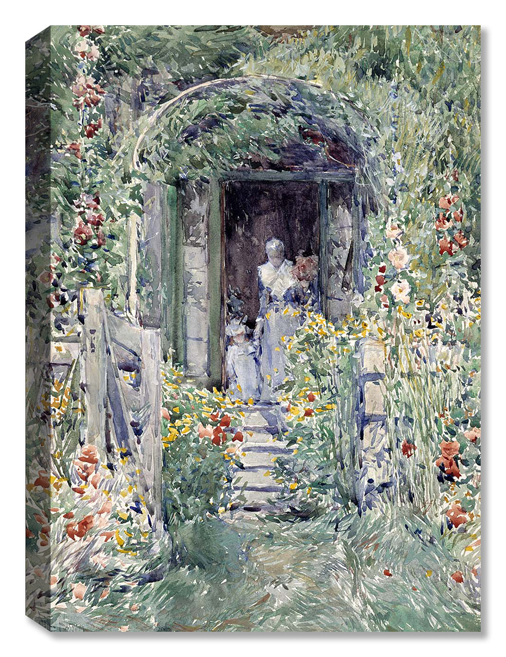 Classic Art Painting of The Garden by Childe Hassam - Printed on Canvas.