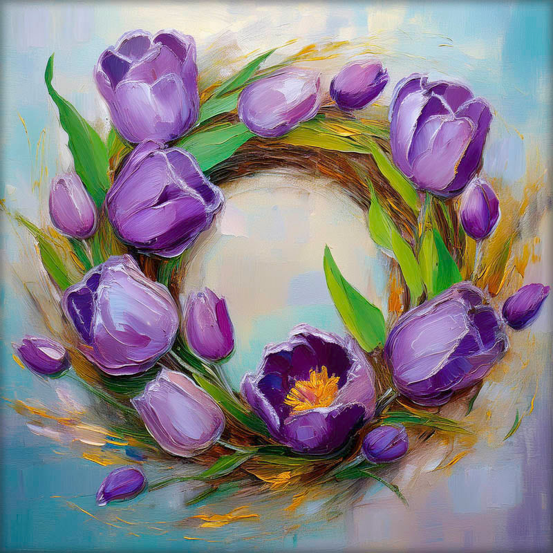 Spring Daisy Wreath on Canvas