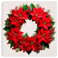 Red Poinsettia Christmas Wreath on Canvas