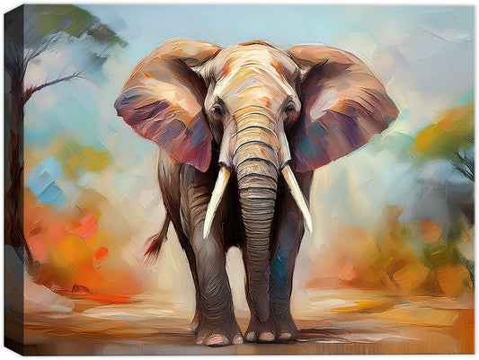 Painting of a single elephant on Canvas - colorful abstract - waterproof