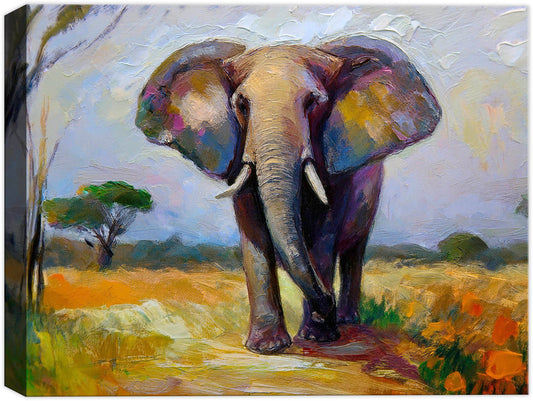 Elephant Painting on Canvas with Heavy Brush strokes