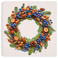 Painting of a fall wreath with blueberries and cones.  Printed on a Canvas Wrap