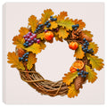 Wreath painted on Canvas - Blueberries and oak leaves.