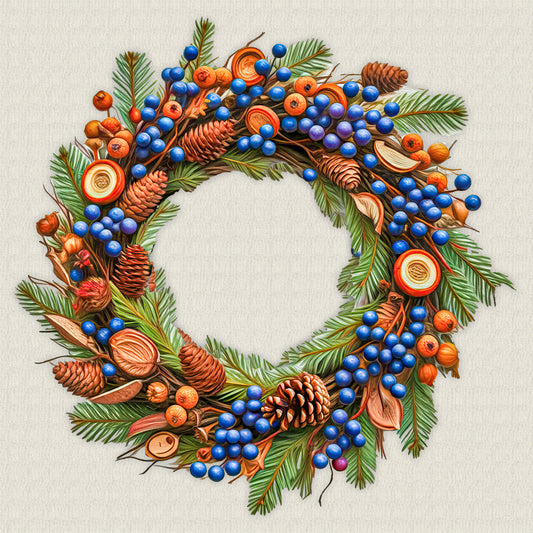 Blueberry Fall Wreath on Cavas