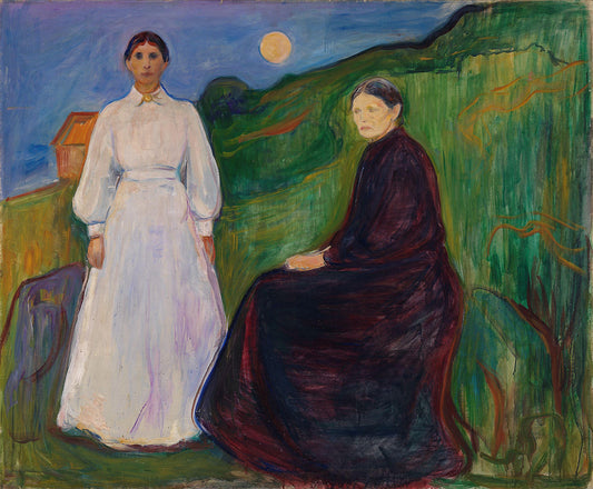 Mother and Daughter - A classic painting on Canvas by Edvard  Munch  - printed on Canvas