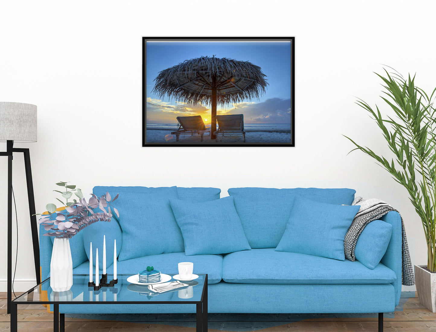 View at Sunset-Canvas Wrap - Black Frame on Living Room Wall-2