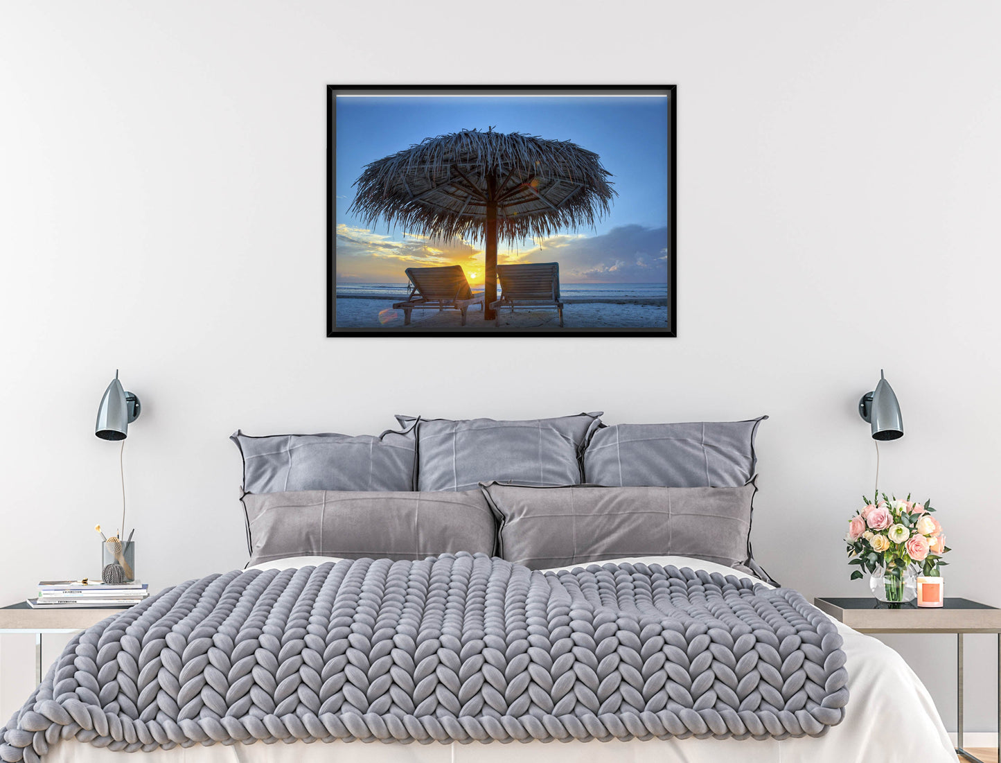 View at Sunset-Canvas Wrap - Black Frame on Bedroom Wall