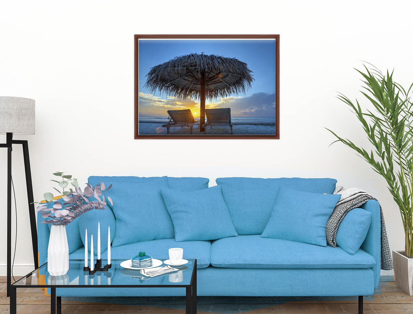 View at Sunset-Canvas Wrap - Mahogany Frame on Living Room Wall-2