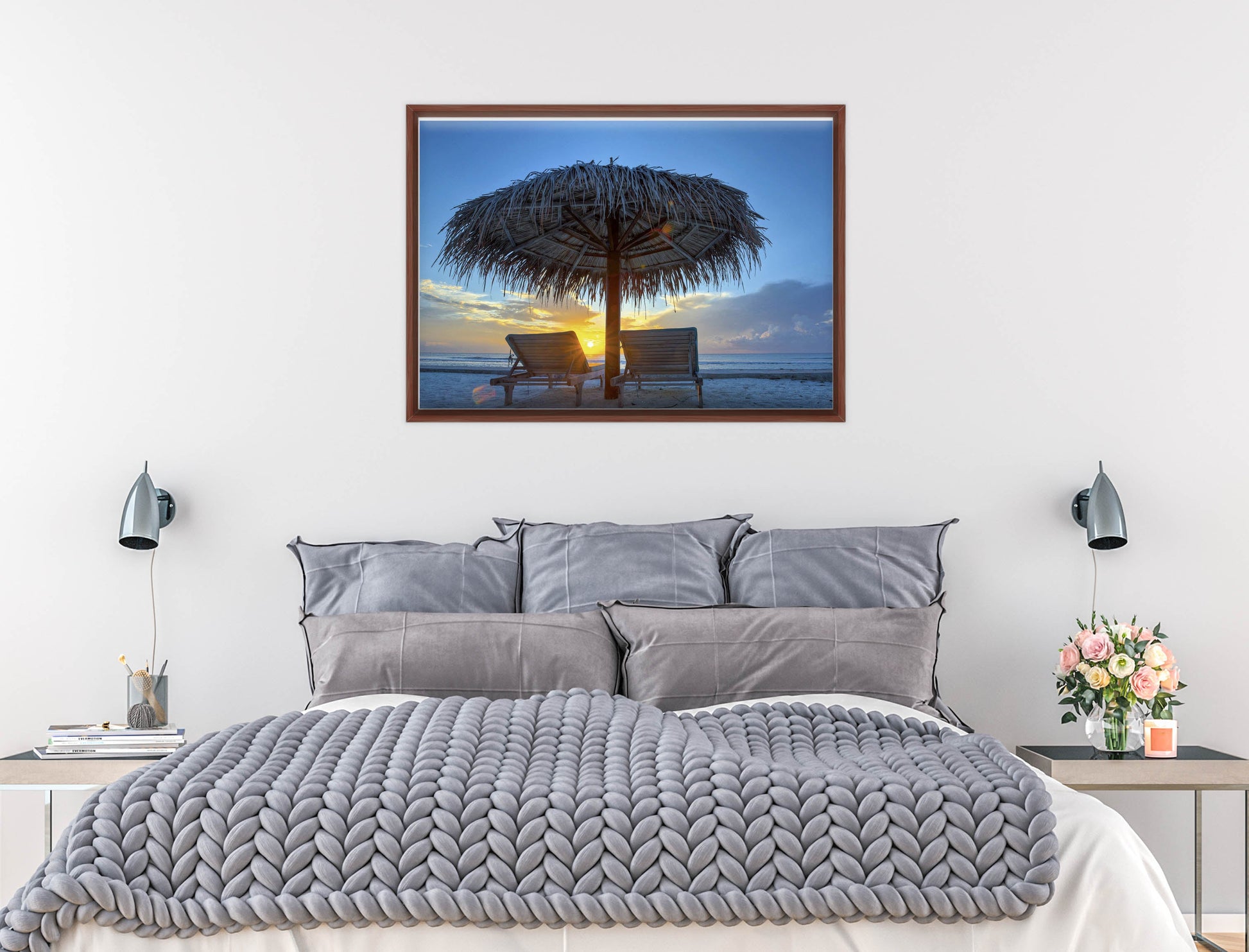 View at Sunset-Canvas Wrap - Mahogany Frame on Bedroom Wall