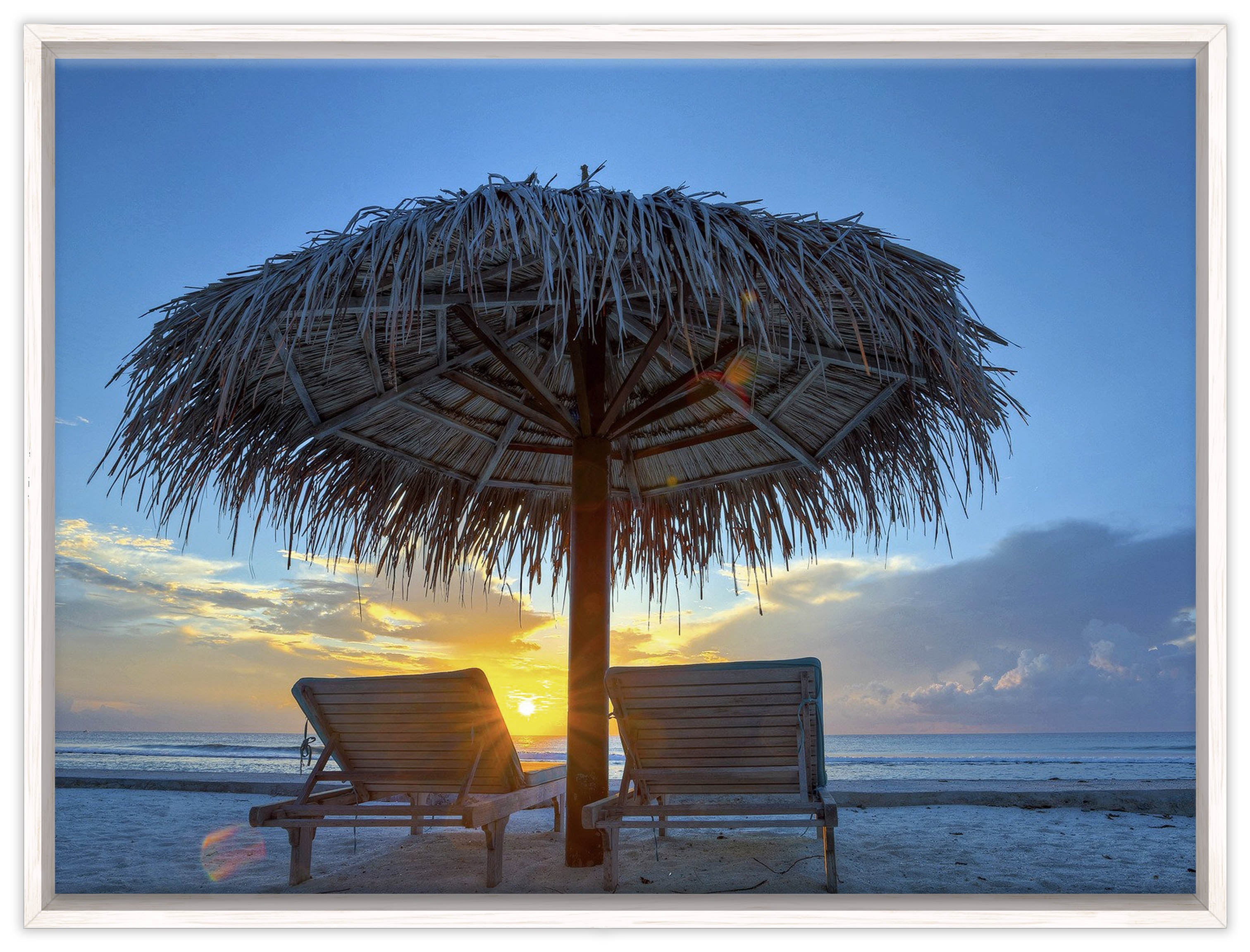 View at Sunset-Canvas Wrap - White Frame