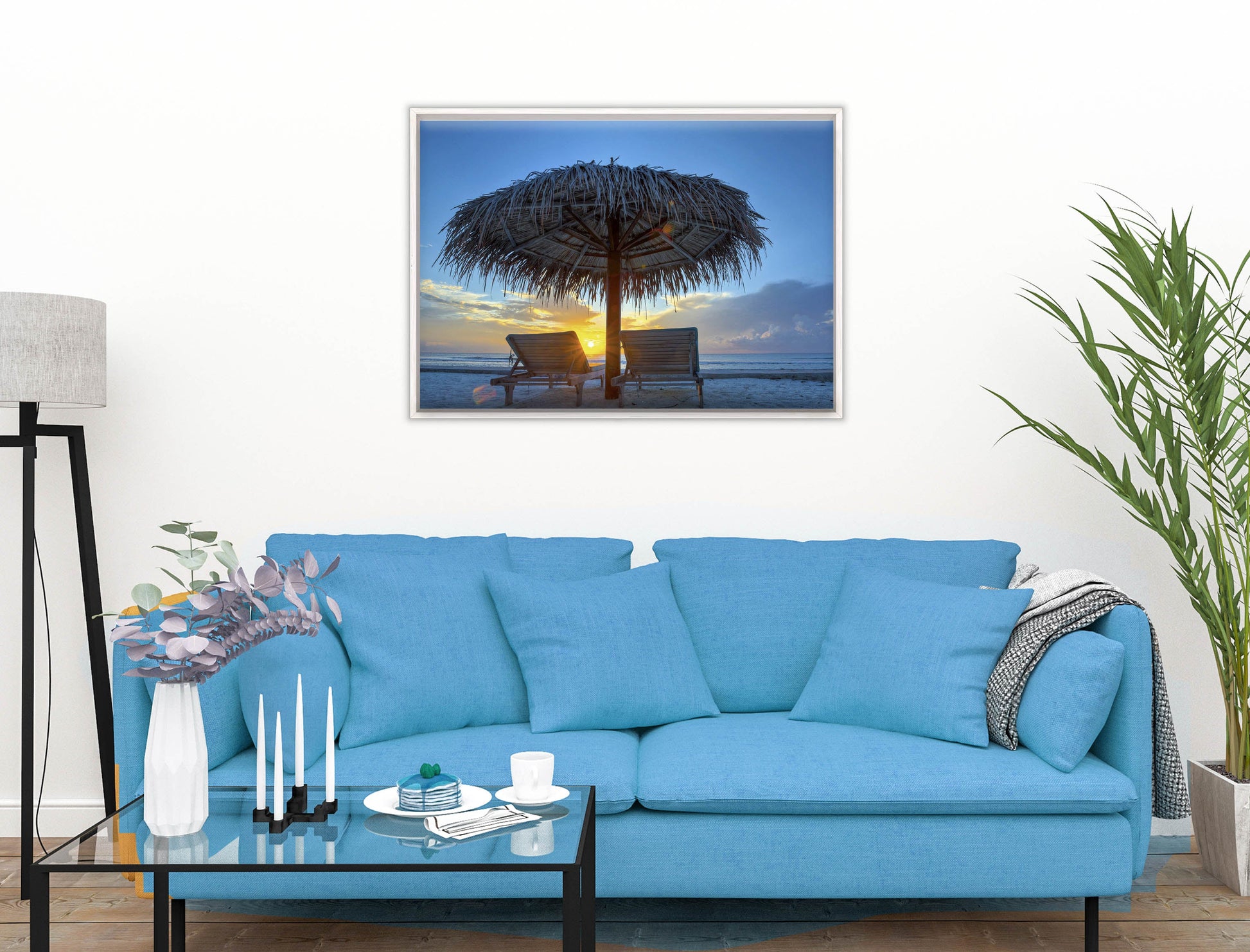 View at Sunset-Canvas Wrap - White Frame on Living Room Wall-2