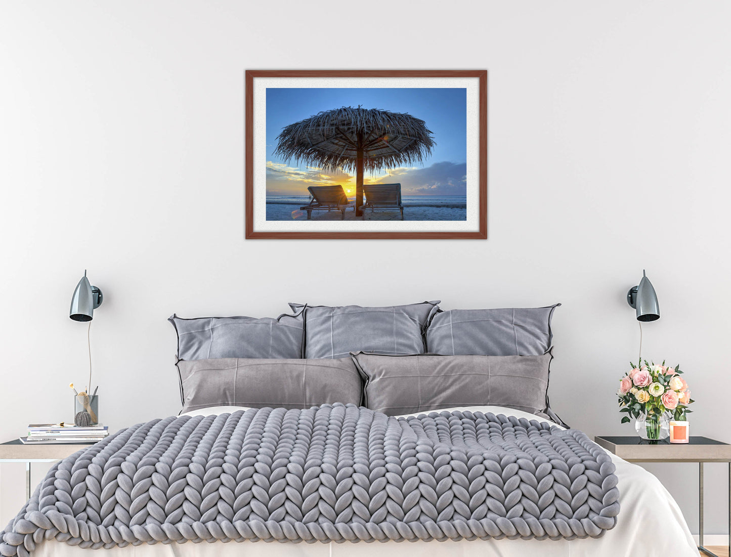 View at Sunset-Framed Photo - Mahogany Frame on Bedroom Wall