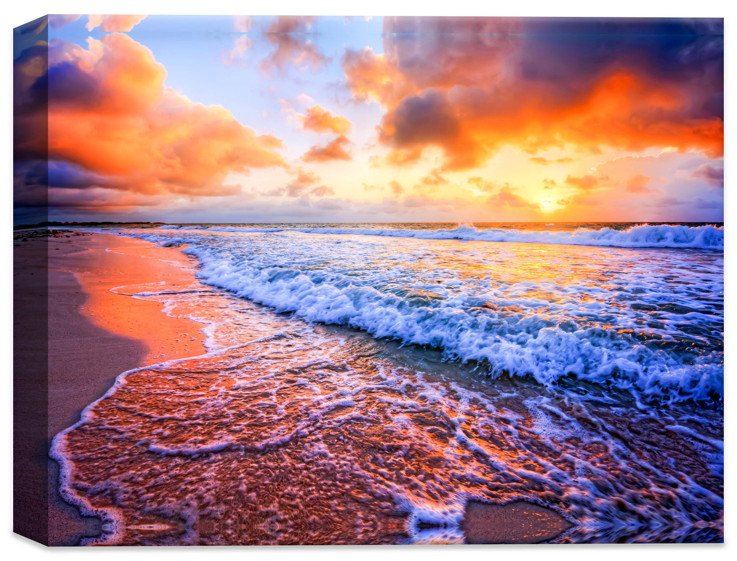 Ocean Sunset on the Beach -Full Canvas Wrap