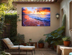 Ocean Sunset on the Beach -Canvas Wrap - Waterproof on Patio 4 Wall