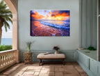 Ocean Sunset on the Beach -Canvas Wrap - Waterproof on Patio 5 Wall