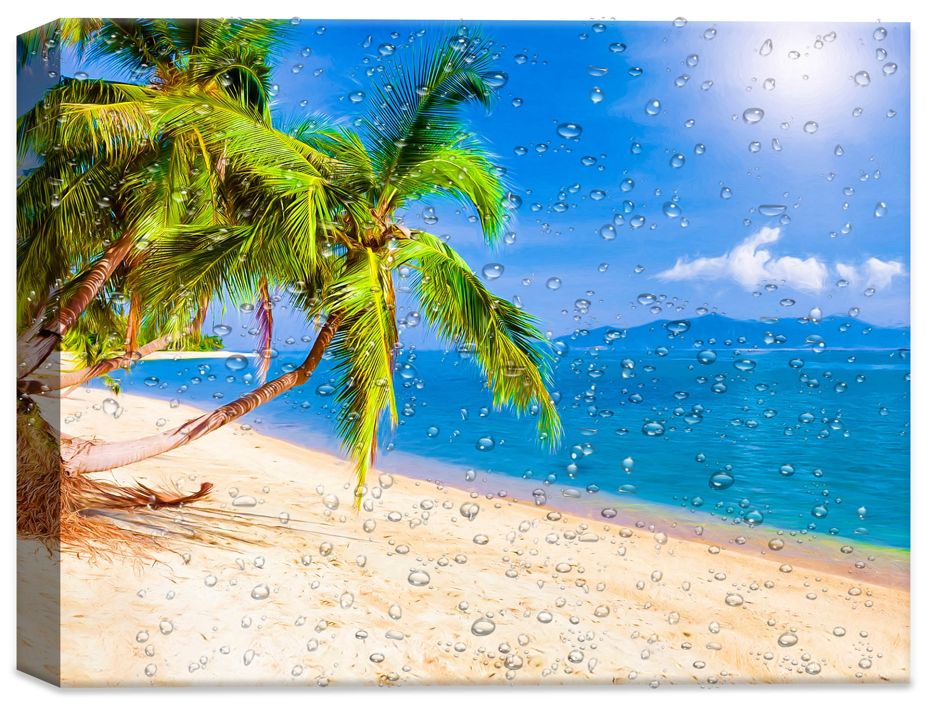Tropical Beach & Palm Trees #2  -Canvas Wrap - Waterproof