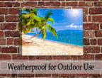 Tropical Beach & Palm Trees #2  -Canvas Wrap - Waterproof on Brick Wall
