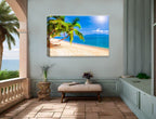 Tropical Beach & Palm Trees #2  -Canvas Wrap - Waterproof on Patio 5 Wall