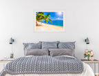 Tropical Beach & Palm Trees #2  -Framed Photo - White on Bedroom Wall