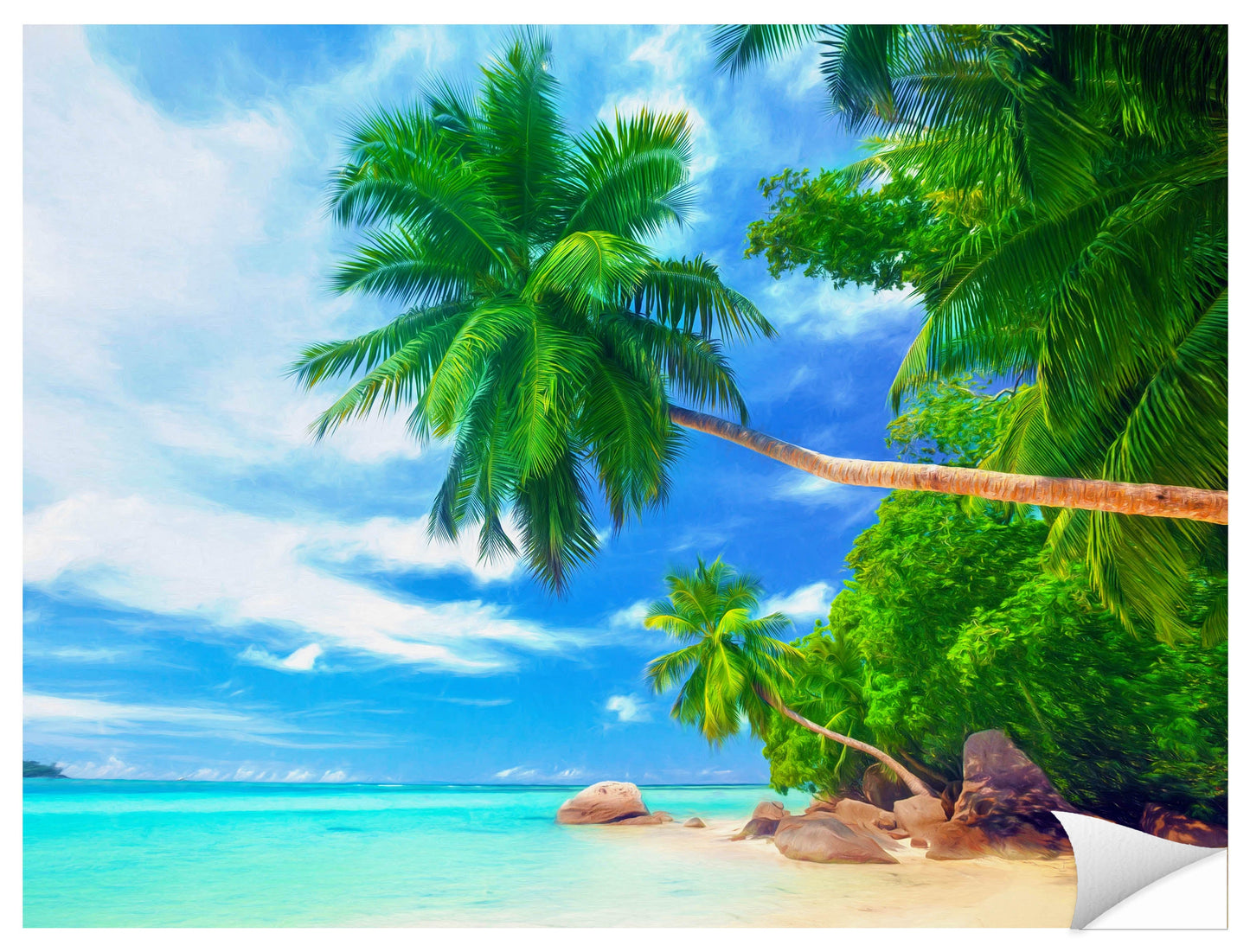 Tropical Beach & Palm Trees #3 -Photographic Print