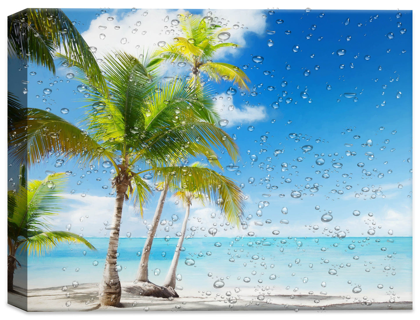 Tropical Beach & Palm Trees  -Canvas Wrap - Waterproof