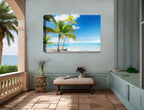 Tropical Beach & Palm Trees  -Canvas Wrap - Waterproof on Patio 5 Wall