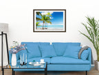 Tropical Beach & Palm Trees  -Framed Photo - Black on Living Room1 Wall-2
