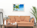 Tropical Beach & Palm Trees  -Framed Photo - White on Living Room1 Wall-1