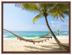 Lazy Day on the Beach - Hammock  - Canvas Wrap - Mahogany Frame