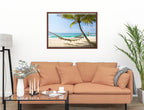 Lazy Day on the Beach - Hammock  - Canvas Wrap - Mahogany Frame on Living Room Wall-1