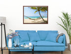 Lazy Day on the Beach - Hammock  - Canvas Wrap - Mahogany Frame on Living Room Wall-2