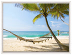 Lazy Day on the Beach - Hammock  - Canvas Wrap - White Frame