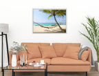 Lazy Day on the Beach - Hammock  - Canvas Wrap - White Frame on Living Room Wall-1