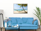 Lazy Day on the Beach - Hammock  - Canvas Wrap - White Frame on Living Room Wall-2