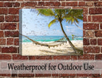 Lazy Day on the Beach - Hammock  - Canvas Wrap - Waterproof on Brick Wall