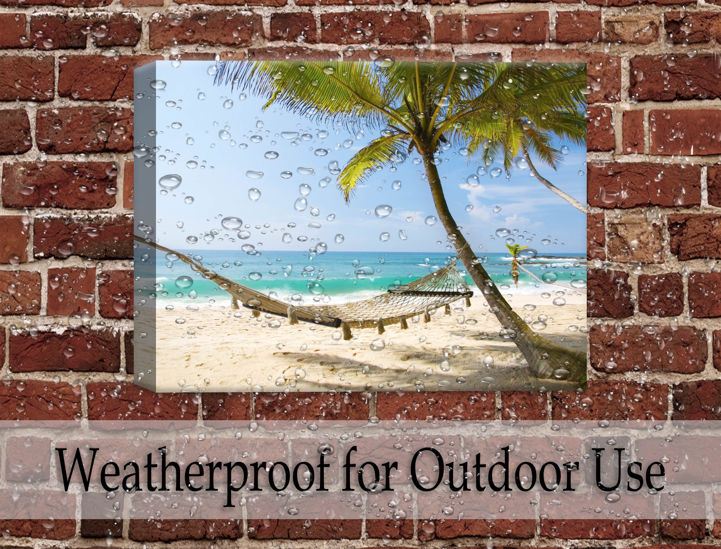 Lazy Day on the Beach - Hammock  - Canvas Wrap - Waterproof on Brick Wall