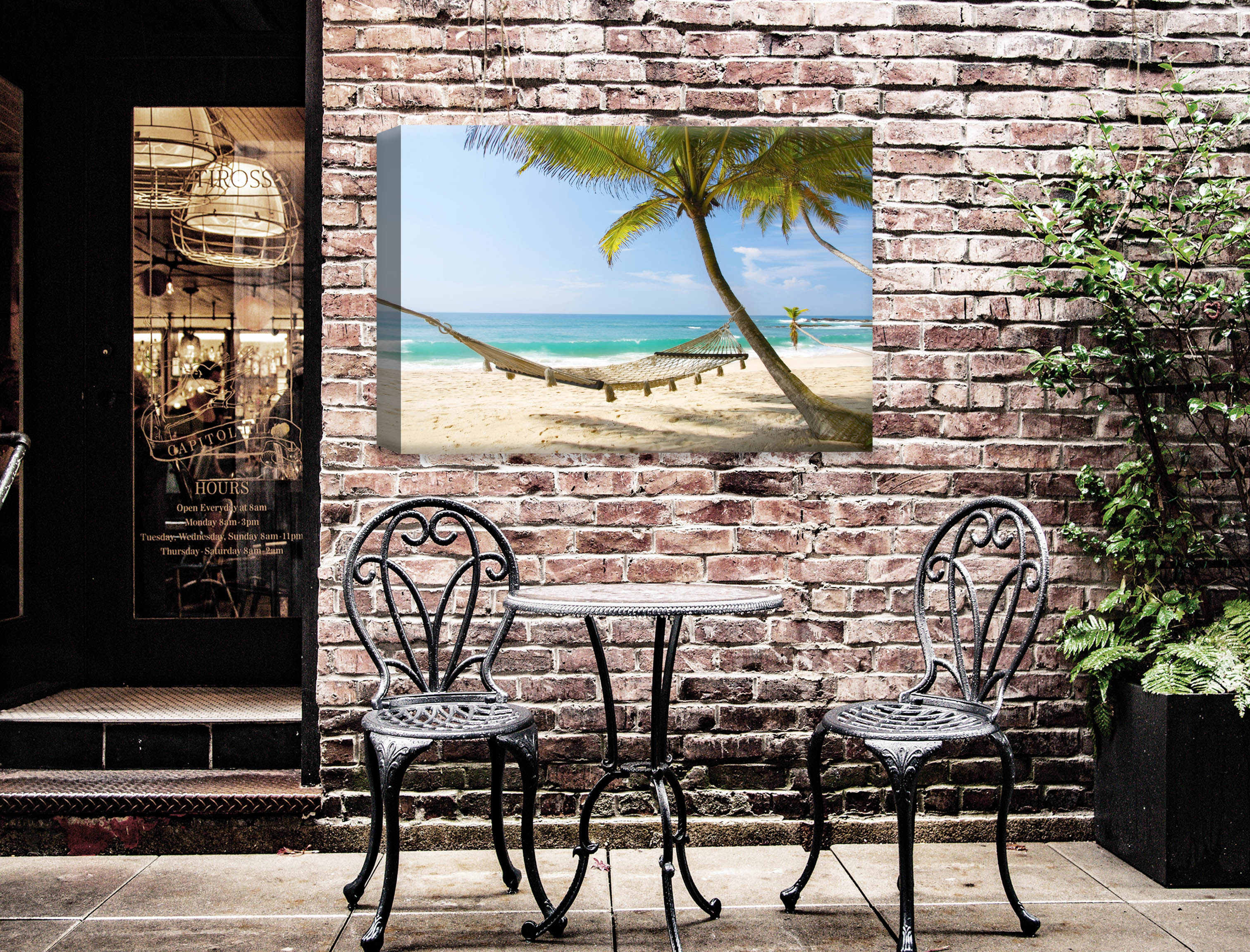 Lazy Day on the Beach - Hammock  - Canvas Wrap - Waterproof on Patio 2 Wall