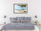 Lazy Day on the Beach - Hammock  - Framed Photo - Black Frame on Bedroom Wall