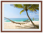 Lazy Day on the Beach - Hammock  - Framed Photo - Mahogany Frame